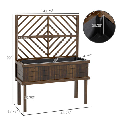 Outdoor Wooden Raised Garden Bed with Trellis - 39" x 14.25"