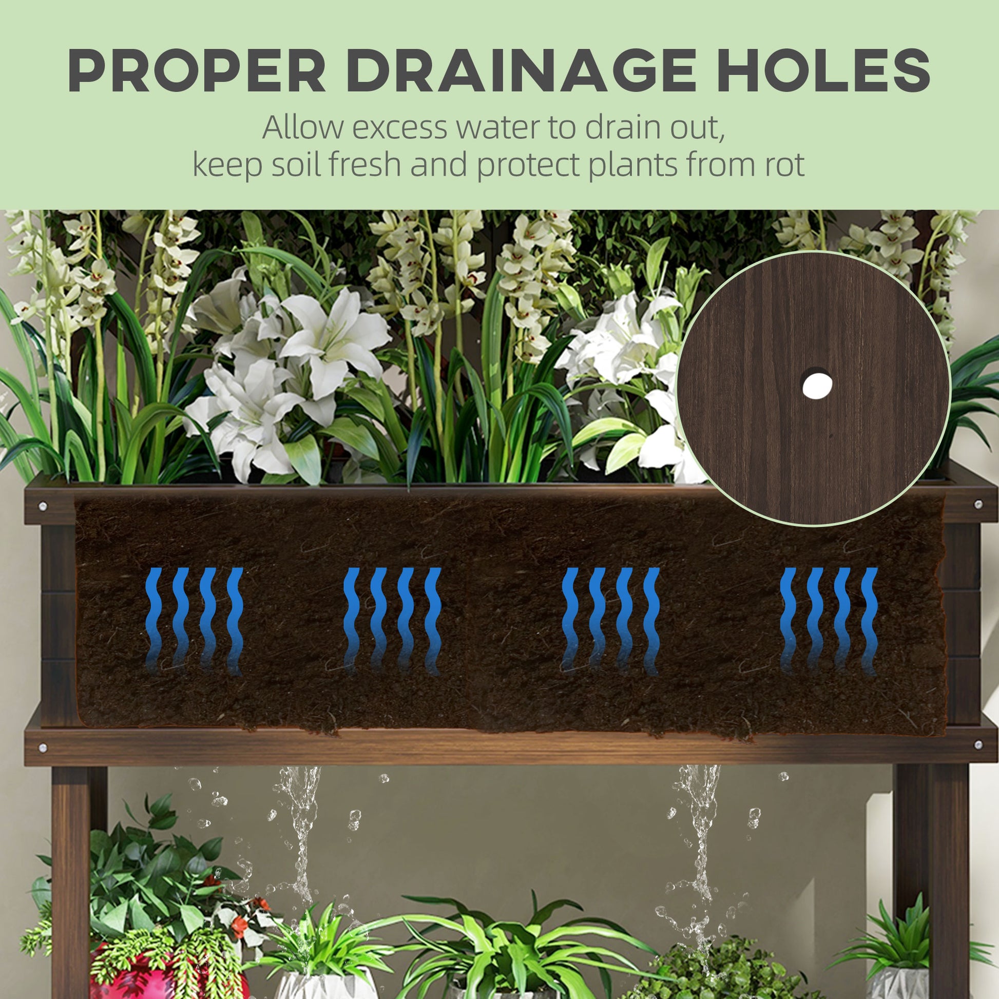 Outdoor Wooden Raised Garden Bed with Trellis - 39" x 14.25"