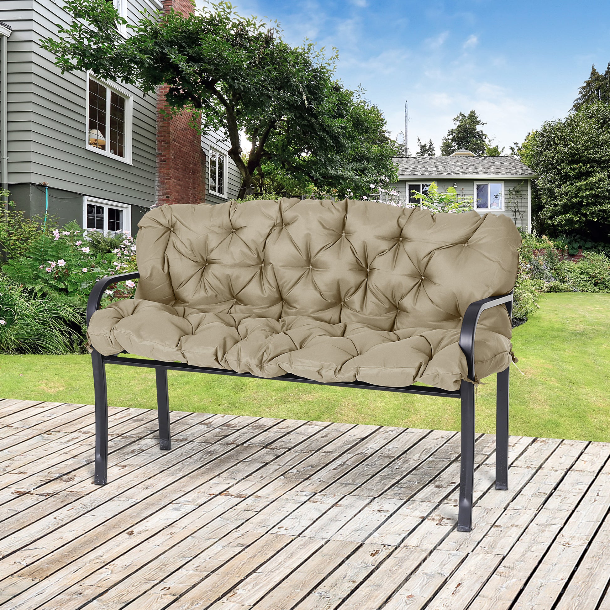 Brown Polyester Outdoor Bench Cushion - 3 Seat Swing Replacement