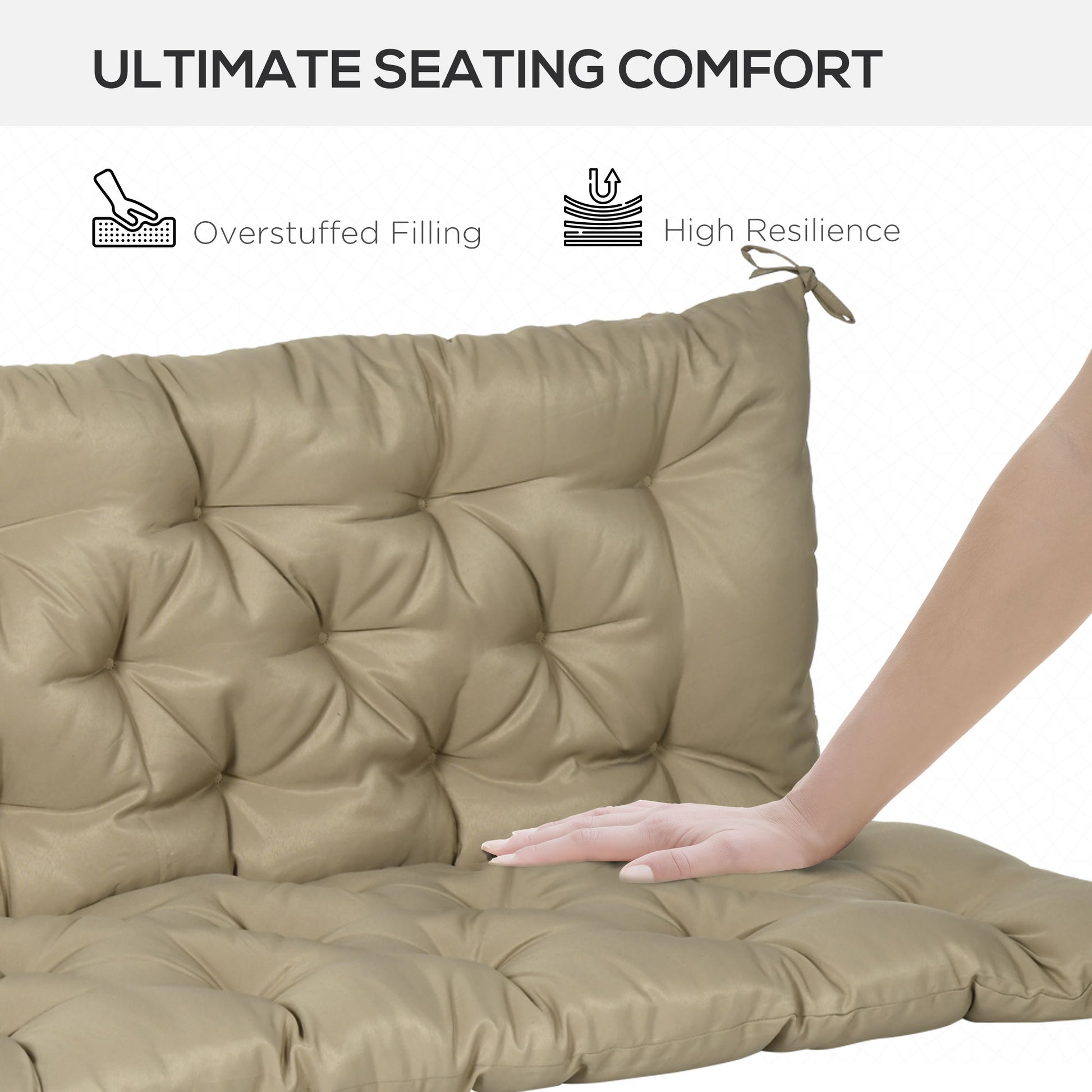 Brown Polyester Outdoor Bench Cushion - 3 Seat Swing Replacement