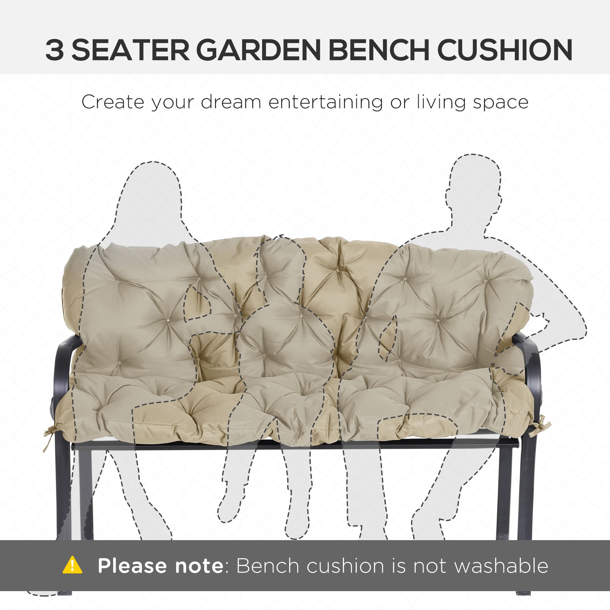 Brown Polyester Outdoor Bench Cushion - 3 Seat Swing Replacement