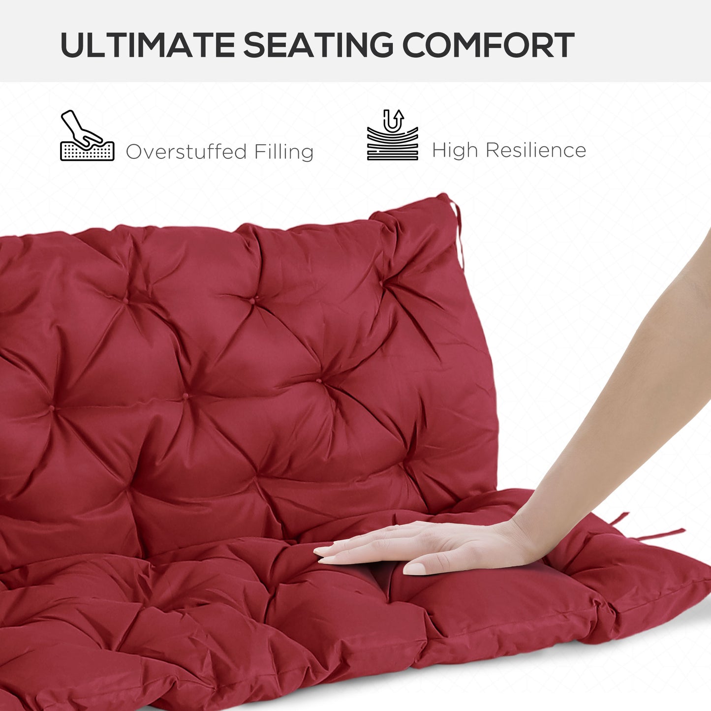 Red Outdoor Bench Cushion - 59" x 38.5" Polyester