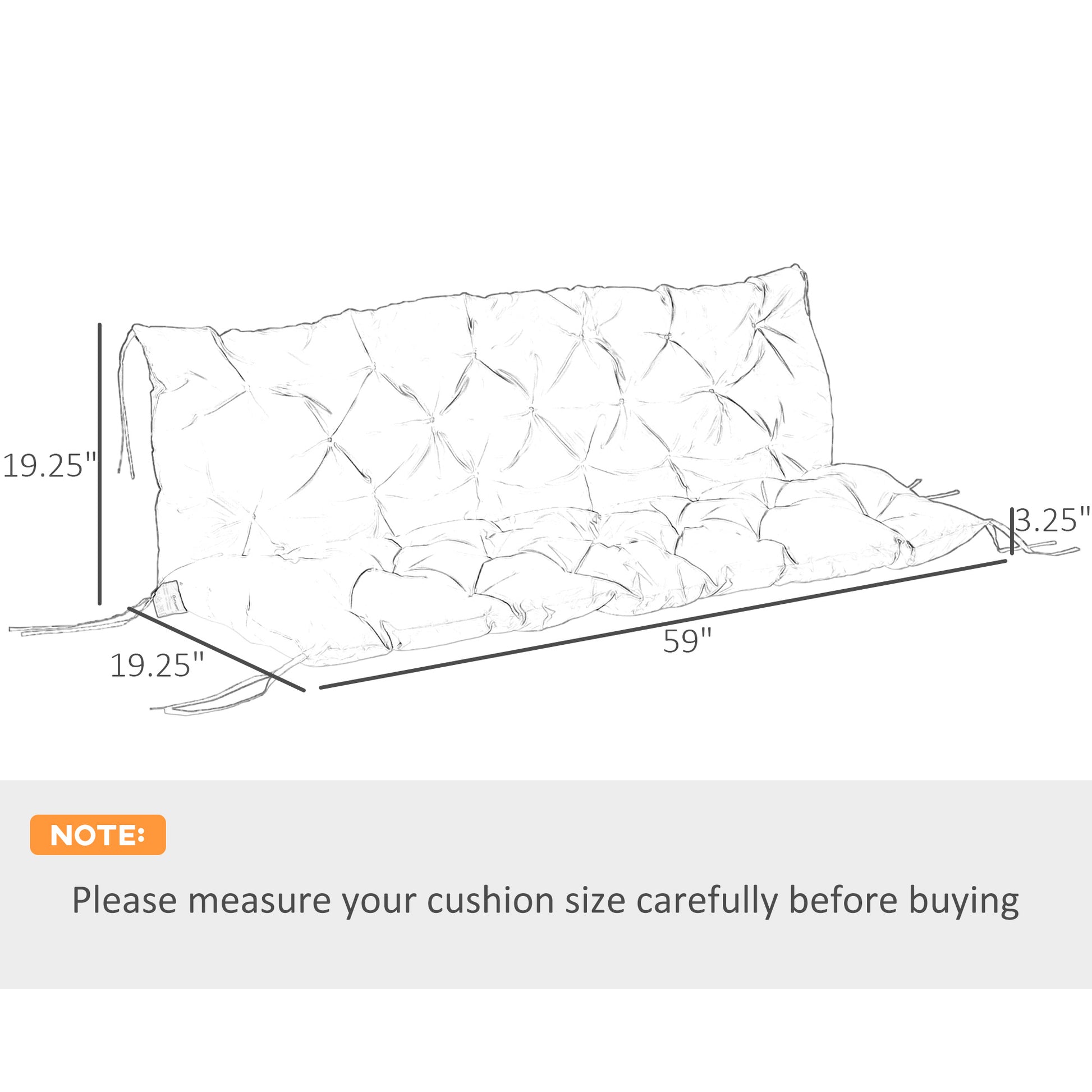 Black Polyester Outdoor Bench Cushions - 3-Seat Swing Replacement
