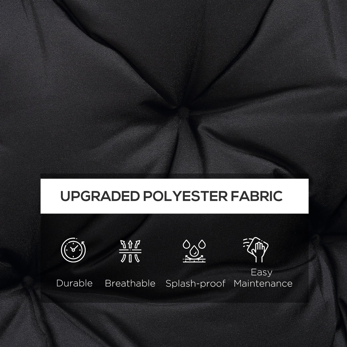 Black Polyester Outdoor Bench Cushions - 3-Seat Swing Replacement