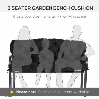 Black Polyester Outdoor Bench Cushions - 3-Seat Swing Replacement