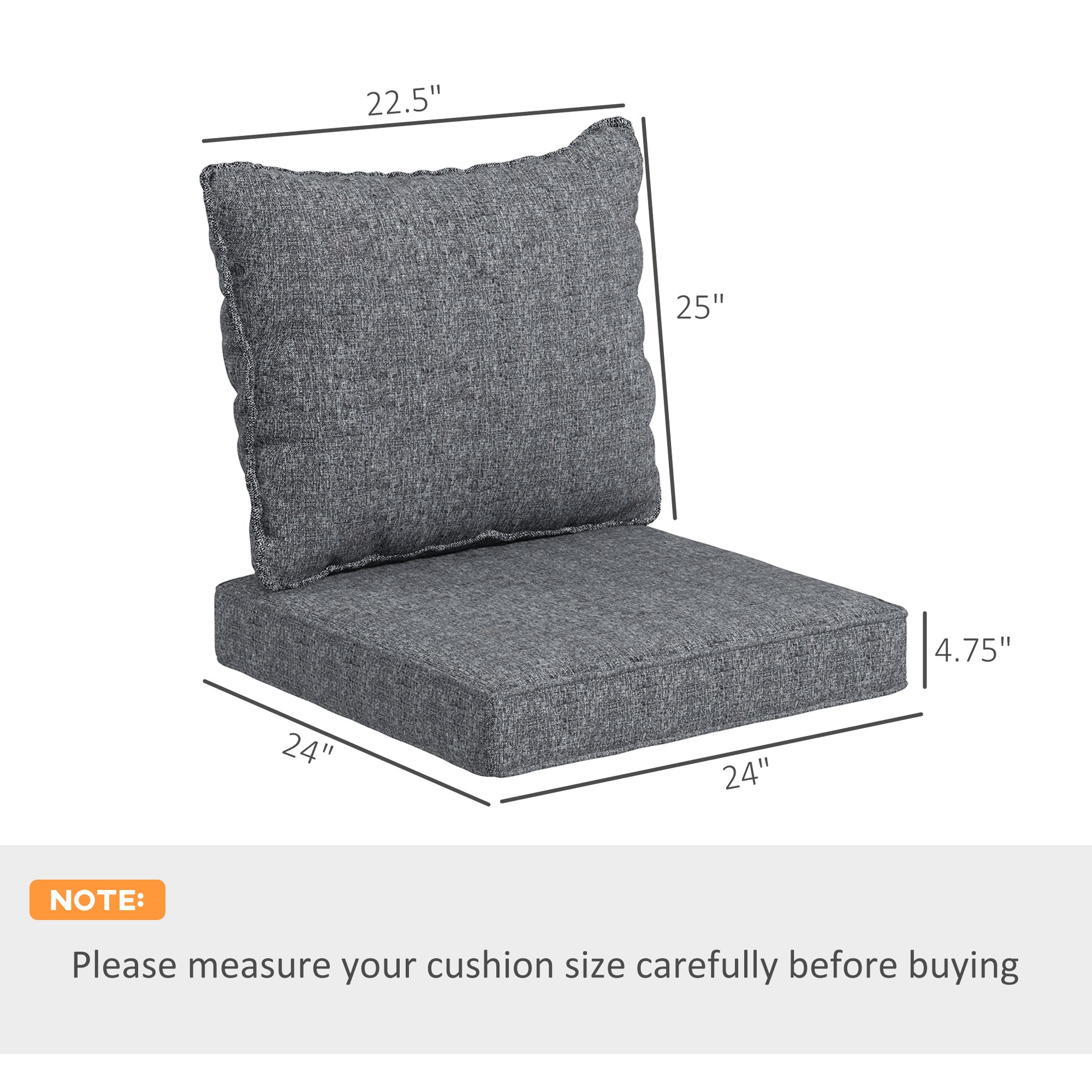 Gray Patio Chair Cushions - 4 Piece Set, Fabric Replacement