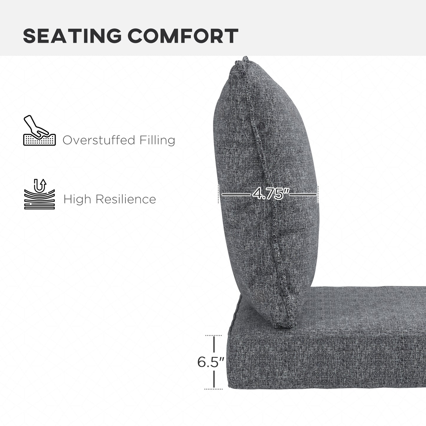 Gray Patio Chair Cushions - 4 Piece Set, Fabric Replacement