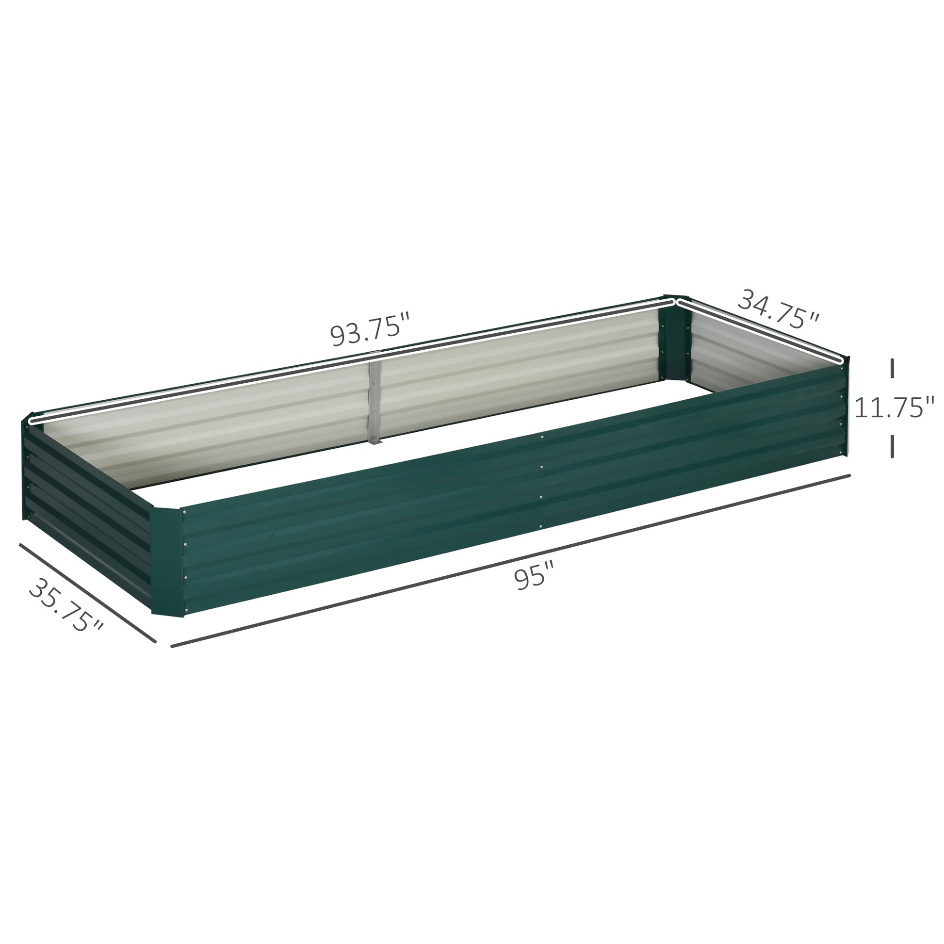 95" Steel Raised Garden Planter Box - Green Outdoor Growing Bed