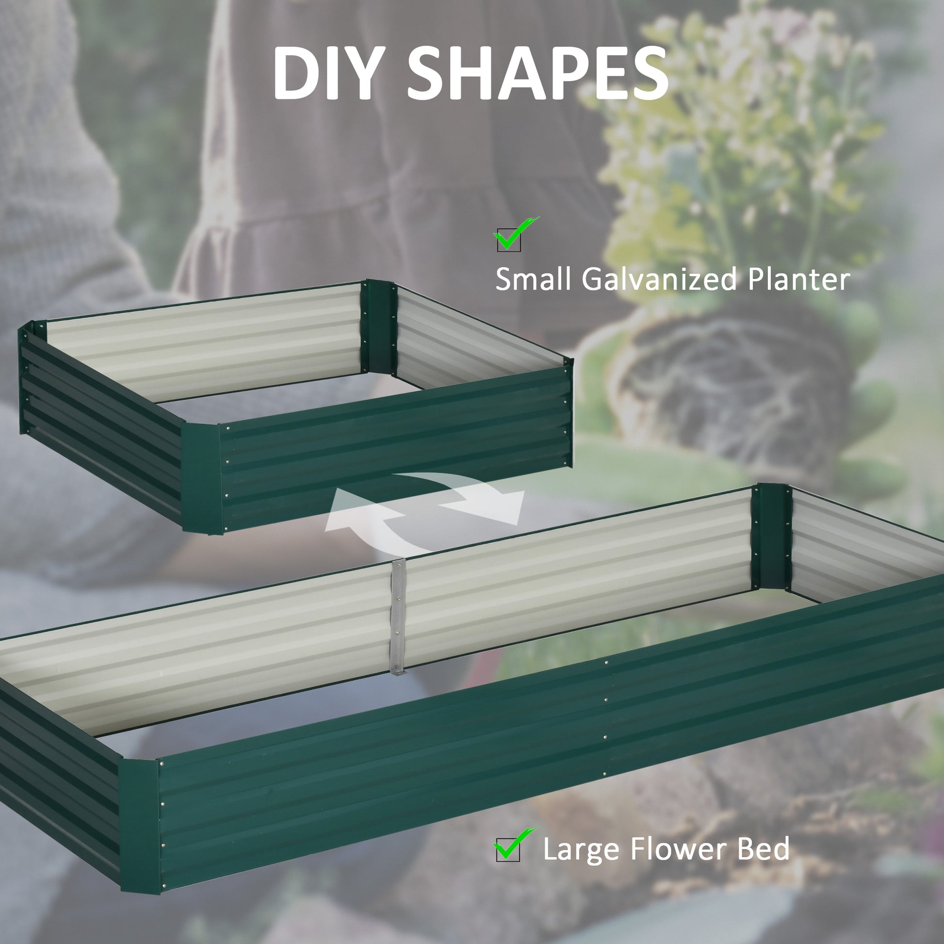 95" Steel Raised Garden Planter Box - Green Outdoor Growing Bed