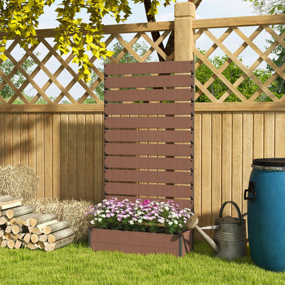 Outdoor Raised Garden Bed with Trellis - Brown Wood Planter