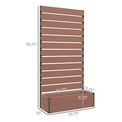 Outdoor Raised Garden Bed with Trellis - Brown Wood Planter