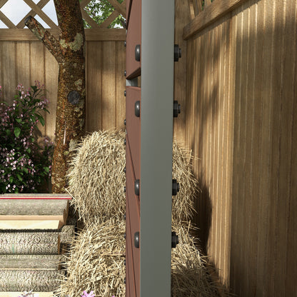 Outdoor Raised Garden Bed with Trellis - Brown Wood Planter