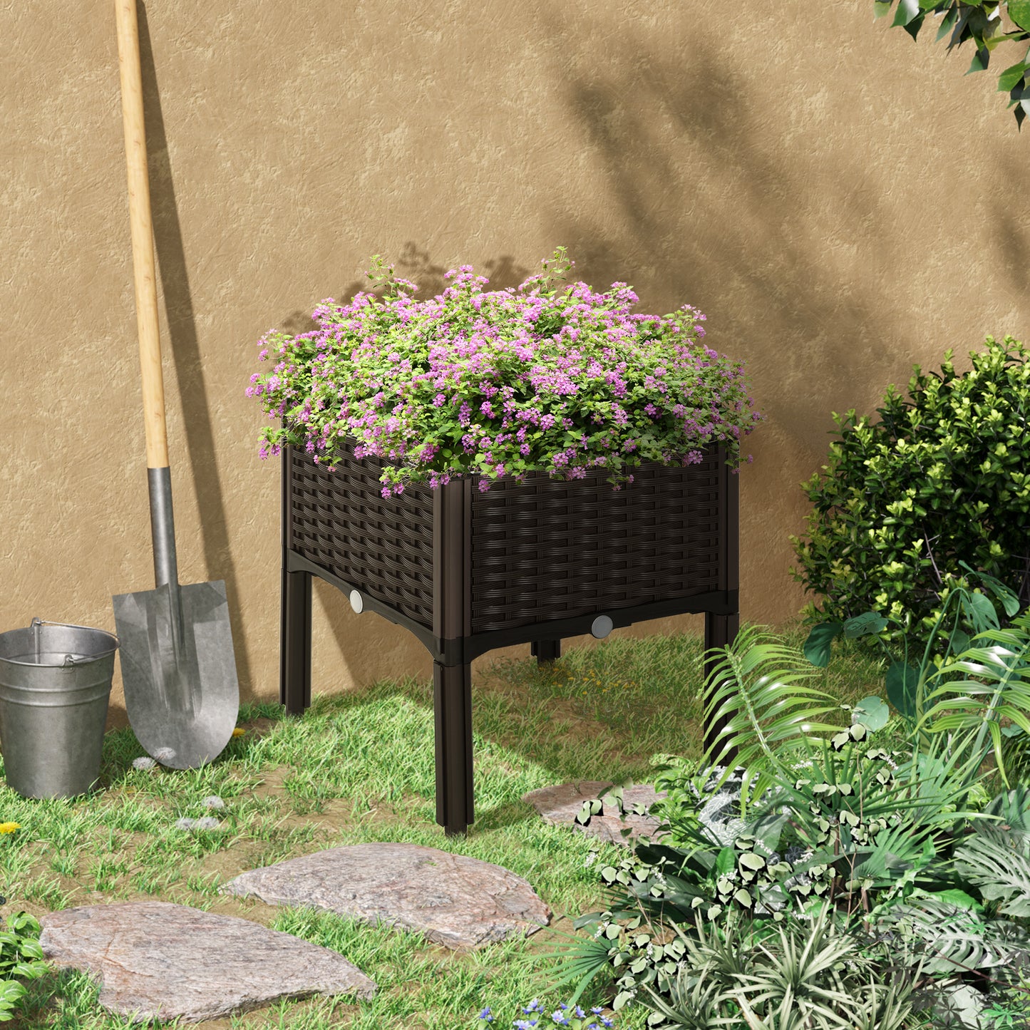 Brown Polypropylene Raised Garden Bed with Legs - 15.75" x 15.75"