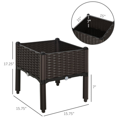 Brown Polypropylene Raised Garden Bed with Legs - 15.75" x 15.75"