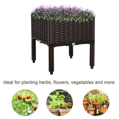 Brown Polypropylene Raised Garden Bed with Legs - 15.75" x 15.75"