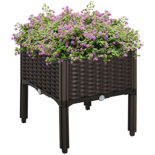 Outsunny Raised Garden Bed with Legs, Self-Watering Planter Box Raised Bed to Grow Flowers, Herbs & Vegetables, Brown