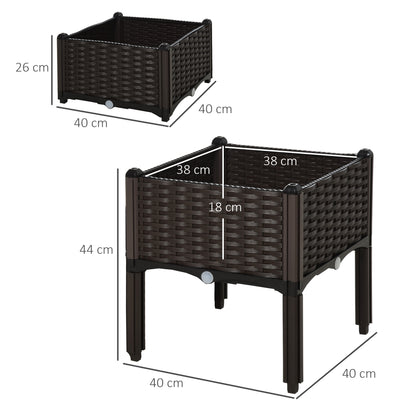 Outdoor Outsunny 2 Piece Raised Garden Beds - Weather-Ready Planters for Flowers &