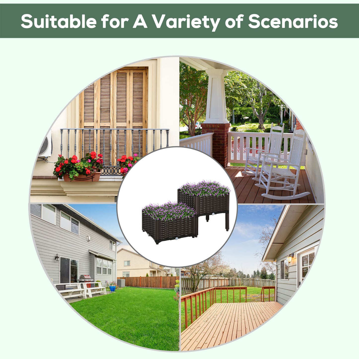 Outdoor Outsunny 2 Piece Raised Garden Beds - Weather-Ready Planters for Flowers &