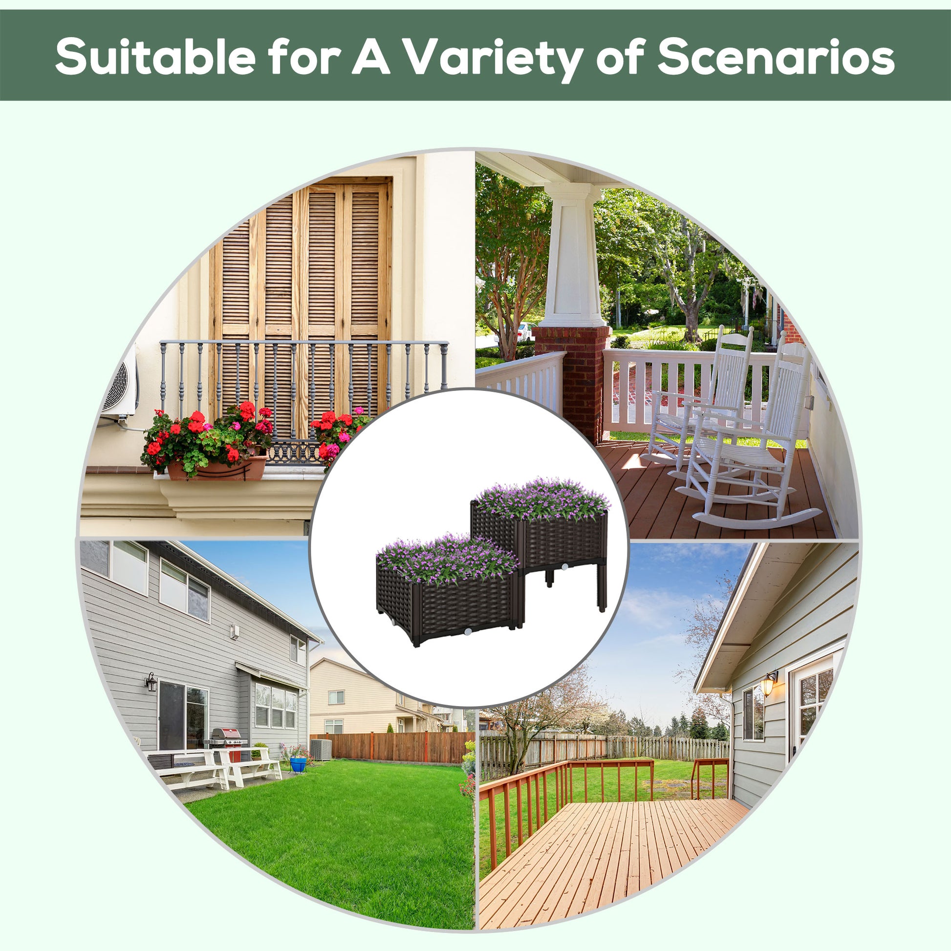 Outdoor Outsunny 2 Piece Raised Garden Beds - Weather-Ready Planters for Flowers &