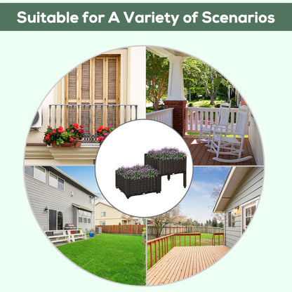 Outdoor Outsunny 2 Piece Raised Garden Beds - Weather-Ready Planters for Flowers &