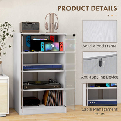 White MDF Media Cabinet - 4 Tier Storage Audio Stand
