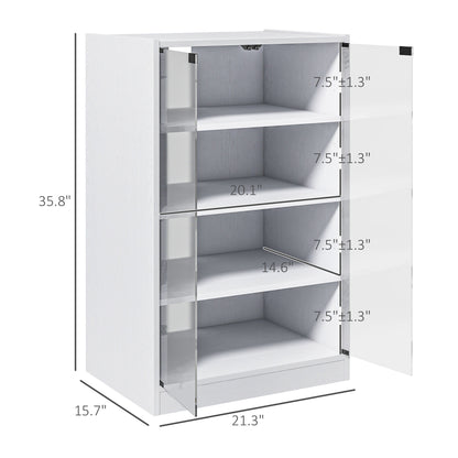 White MDF Media Cabinet - 4 Tier Storage Audio Stand