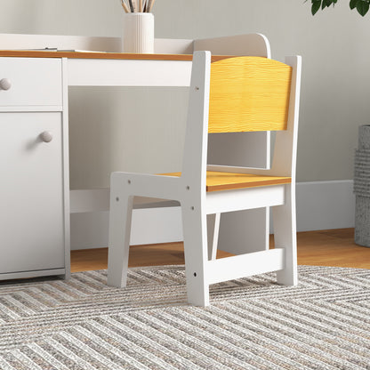 Qaba Kids Desk & Chair Set - White Storage Study Table