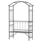 Outsunny Metal Trellis Arbor Arch for Climbing Plants with Garden Bench, Grow Grapes & Vines, Patio Decor & 2-Person Outdoor Steel Decorative Seating, 484 lbs. Weight Capacity, Black