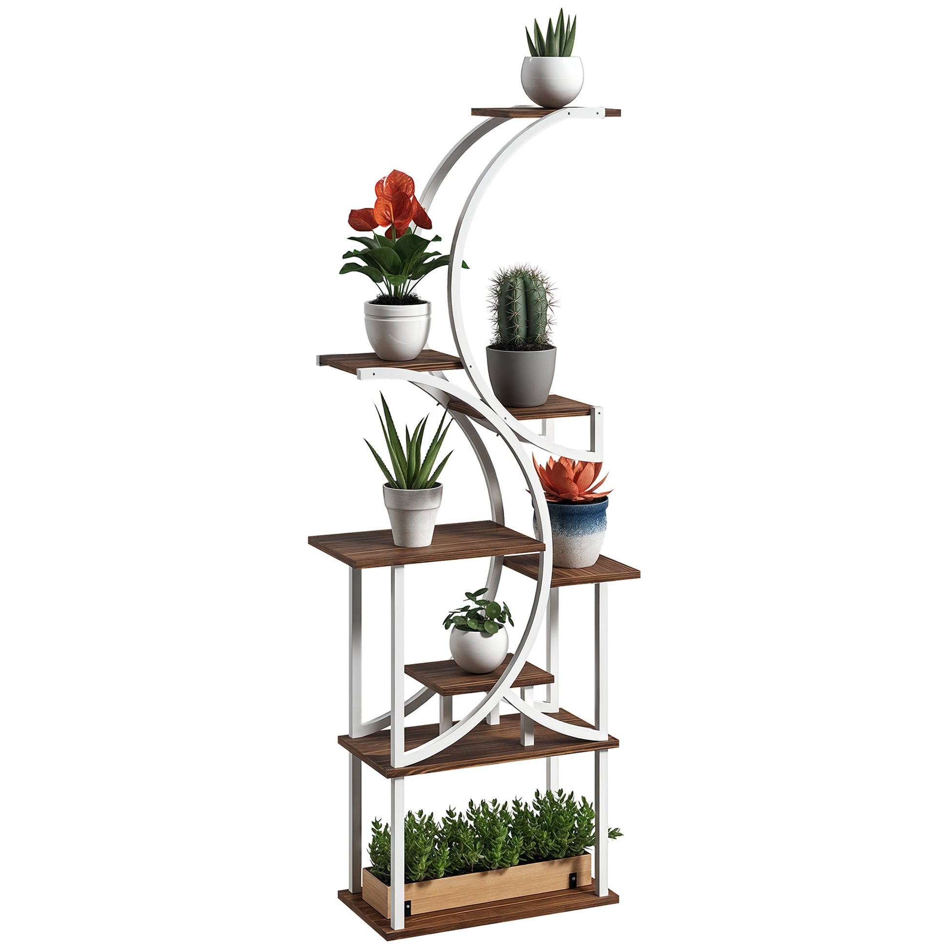 Outsunny 8 Tier Plant Stand Indoor, 62" Tall Plant Shelf, S-Shaped Plant Rack, Carbonised Finish