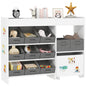 Qaba Toy Storage Organizer with 6 Shelves and 11 Fabric Bins, Moveable Cabinet and 3 Stickers, Toy Organizer for Nursery, Playroom, Bedroom, White
