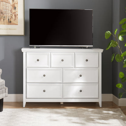 7 Drawer White MDF Dresser - Living Room Storage Cabinet