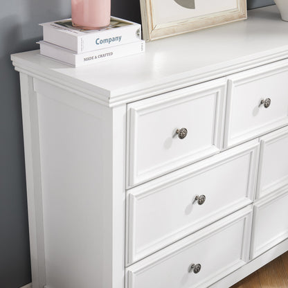 7 Drawer White MDF Dresser - Living Room Storage Cabinet