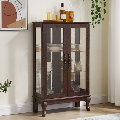 2 Door Curio Cabinet Cherry - Display Storage for Home Office