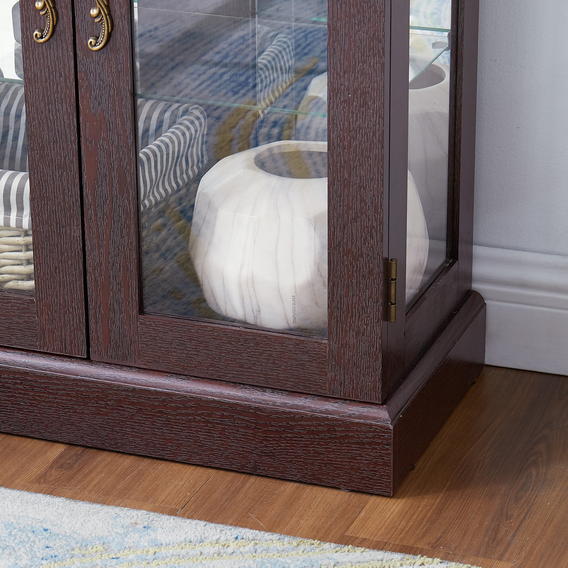 Living Room Lighted Cherry MDF Display Cabinet - 24.21 x 12.20 x 71.26", Storage