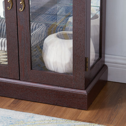 Living Room Lighted Cherry MDF Display Cabinet - 24.21 x 12.20 x 71.26", Storage