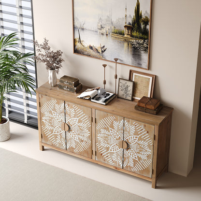 Antique Brown Accent Cabinet for Dining Room or Living Area Storage for Living Room