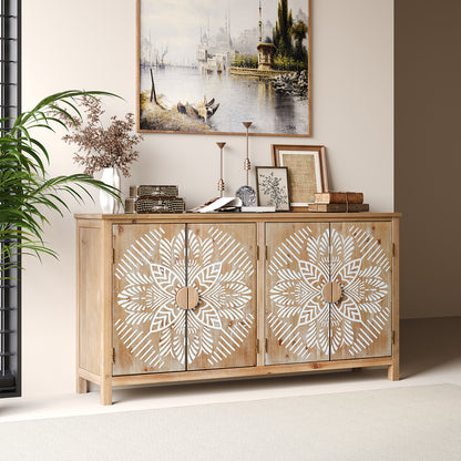 Antique Brown Accent Cabinet for Dining Room or Living Area Storage for Living Room