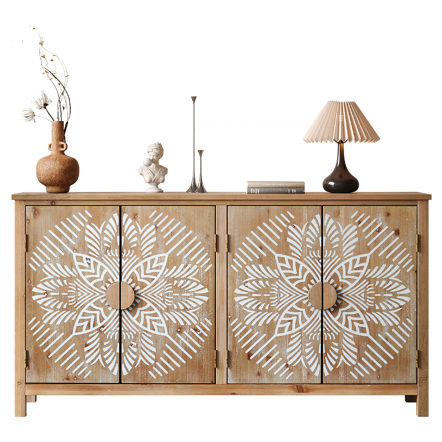 Antique Brown Accent Cabinet for Dining Room or Living Area Storage for Living Room