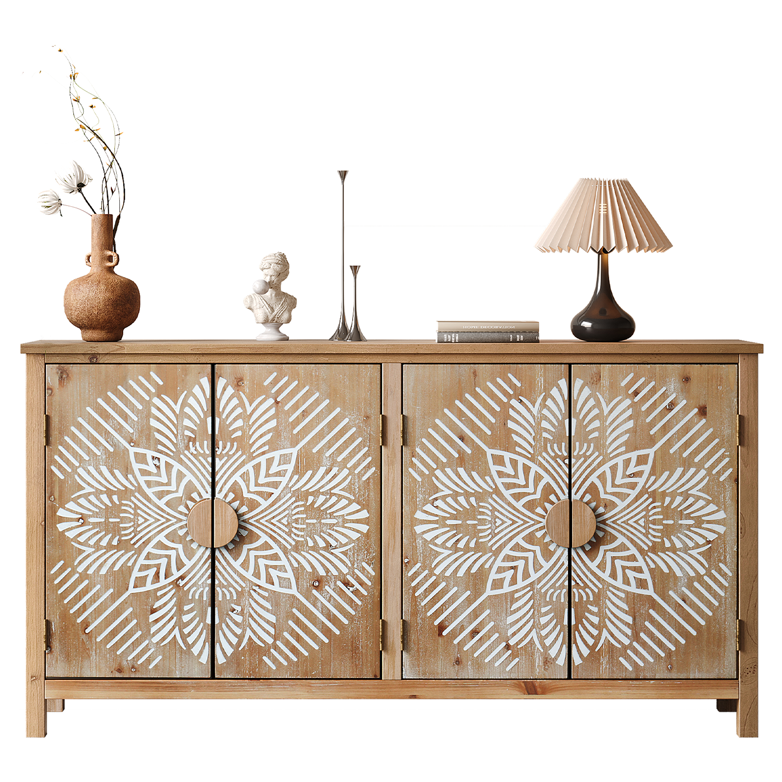Antique Brown Accent Cabinet for Dining Room or Living Area Storage for Living Room