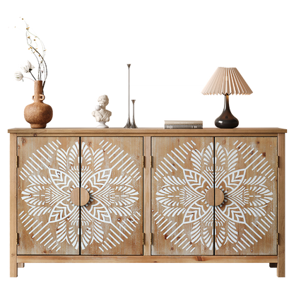 Antique Brown Accent Cabinet for Dining Room or Living Area Storage for Living Room