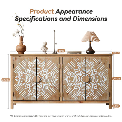 Antique Brown Accent Cabinet for Dining Room or Living Area Storage for Living Room