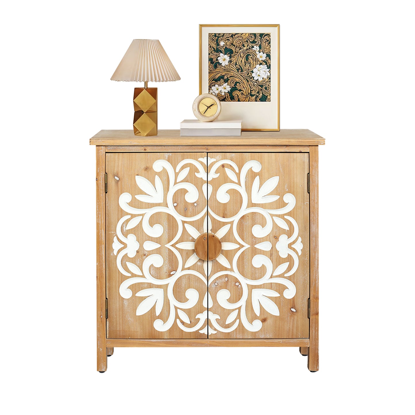 Antique Brown+White Accent Chest - Dining Room Storage