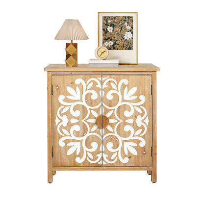 Antique Brown+White Accent Chest - Dining Room Storage