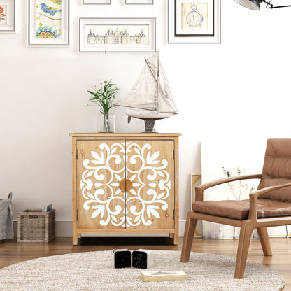 Antique Brown+White Accent Chest - Dining Room Storage