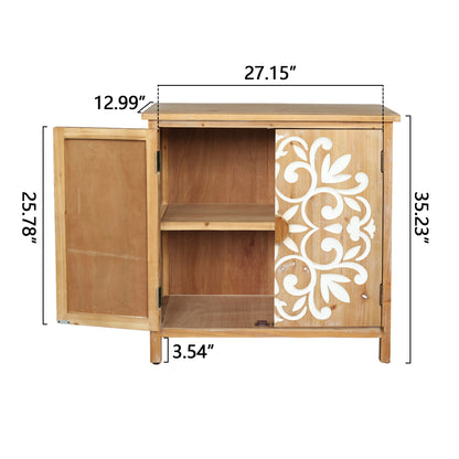 Antique Brown+White Accent Chest - Dining Room Storage