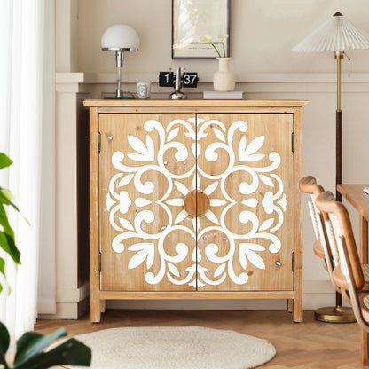 Antique Brown+White Accent Chest - Dining Room Storage