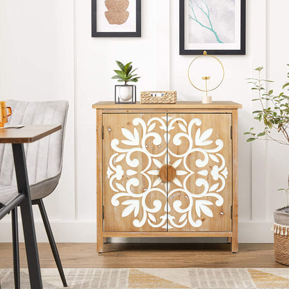 Antique Brown+White Accent Chest - Dining Room Storage
