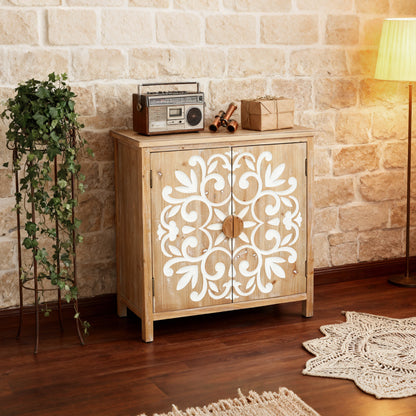Antique Brown+White Accent Chest - Dining Room Storage