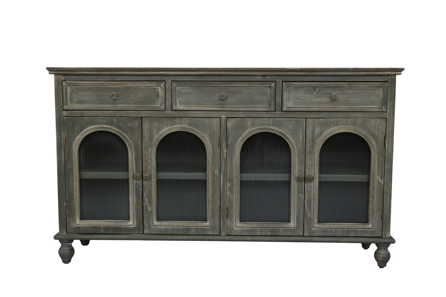 Black & Gray Farmhouse Sideboard Buffet Cabinet - 59" Storage for Living Room