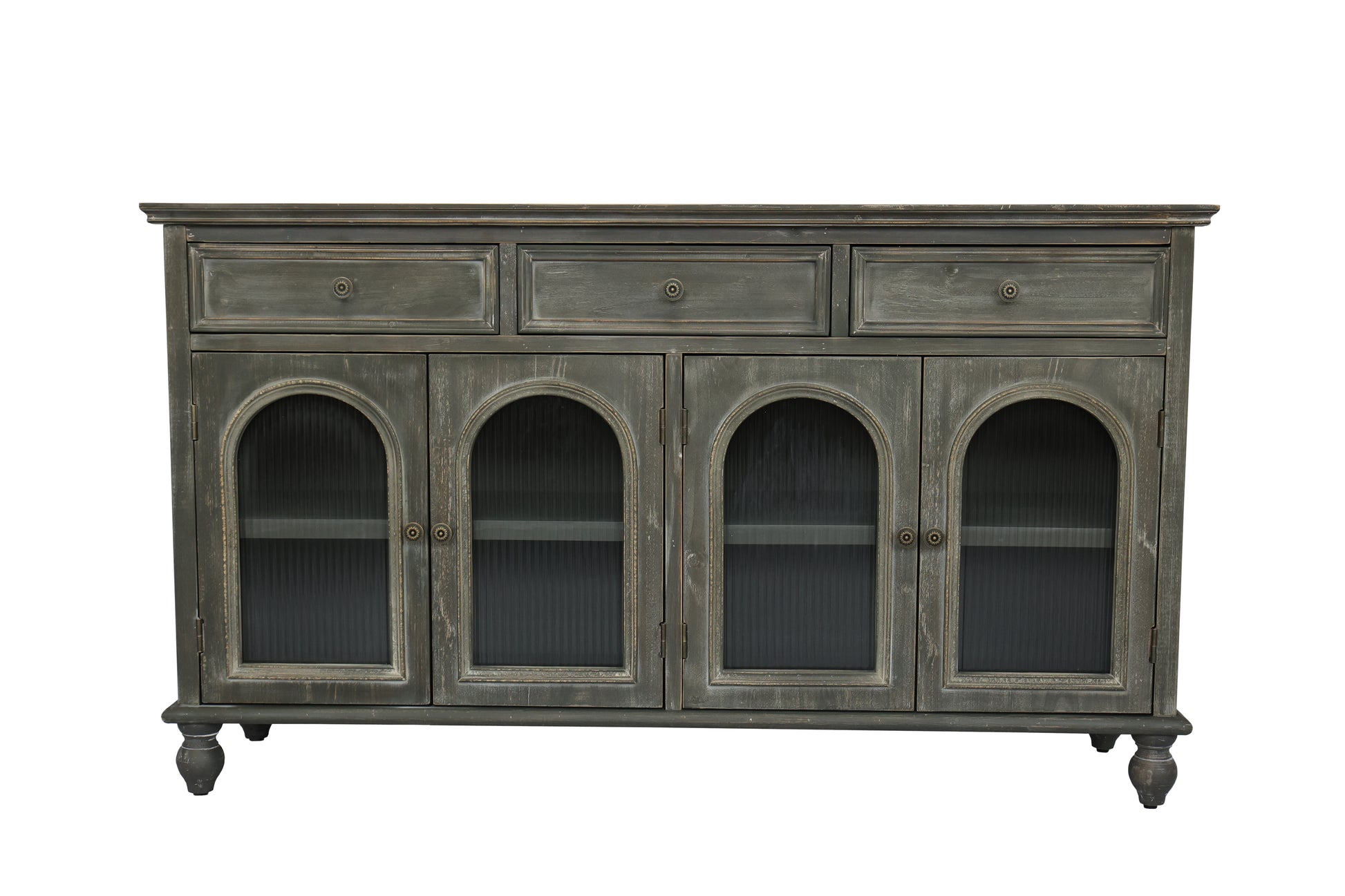 Black & Gray Farmhouse Sideboard Buffet Cabinet - 59" Storage for Living Room